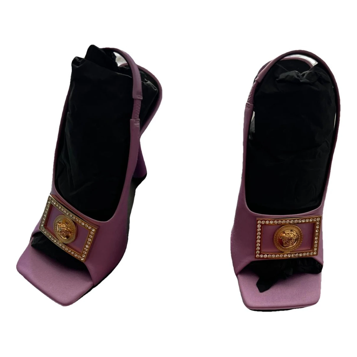 Pre-owned Versace Cloth Sandals In Purple