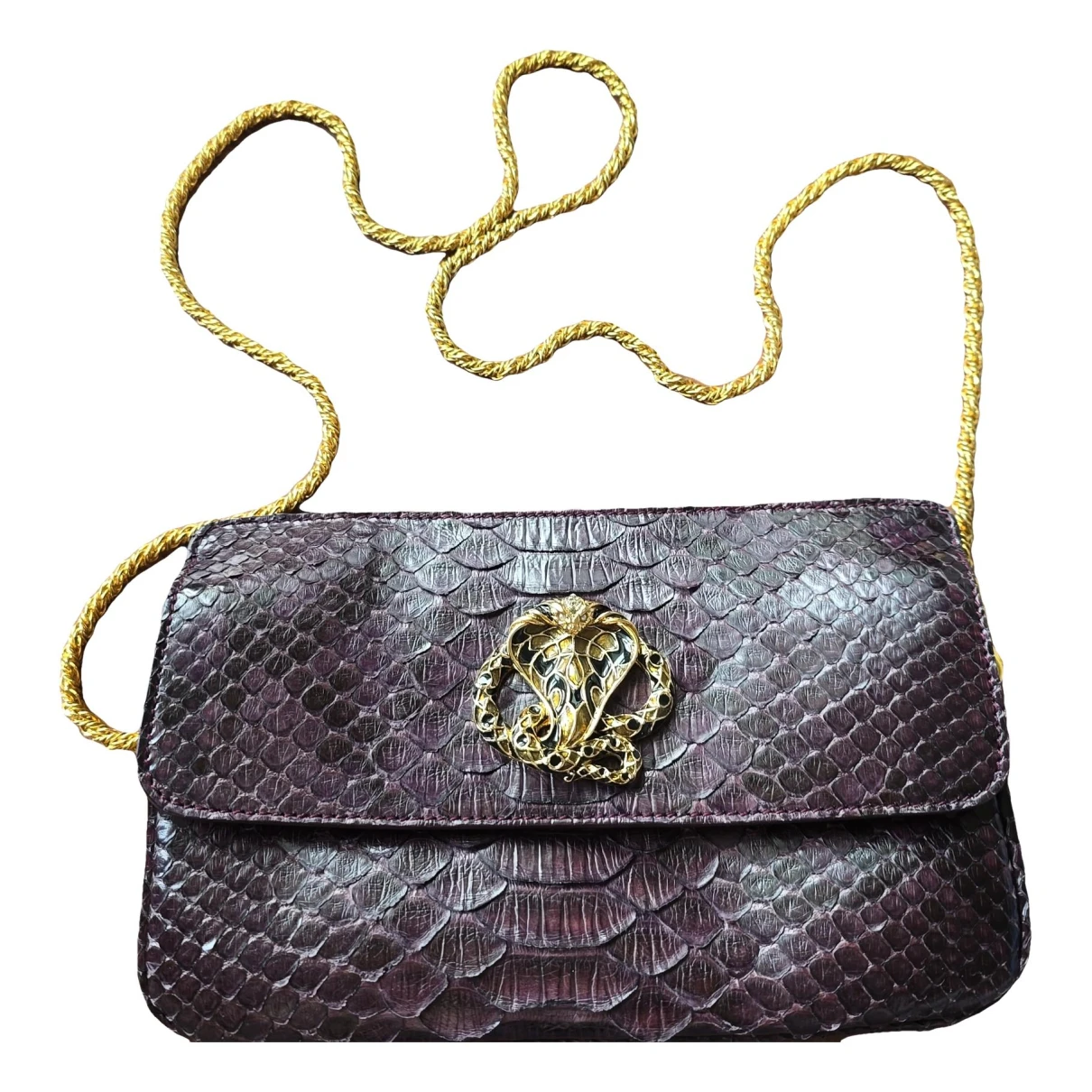 Pre-owned Roberto Cavalli Leather Clutch Bag In Purple
