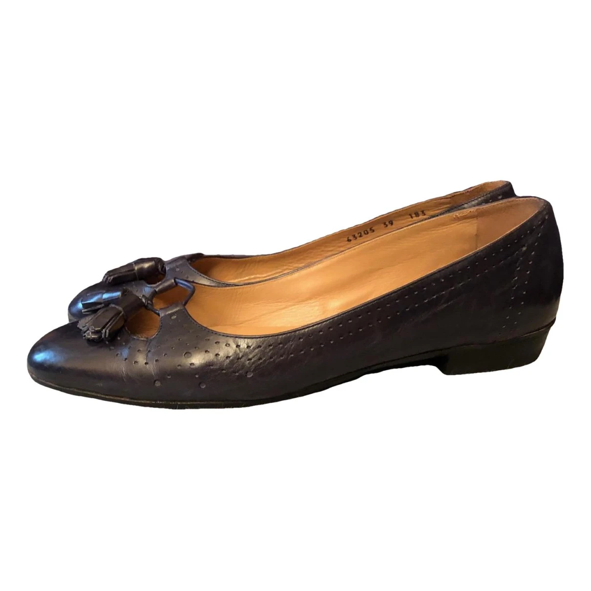 Pre-owned Fratelli Rossetti Leather Ballet Flats In Black