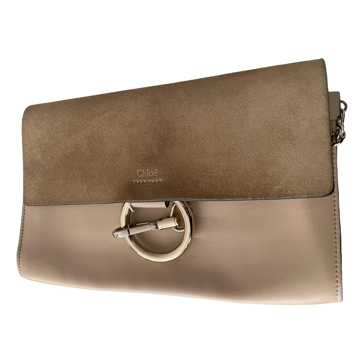 Pre-owned Chloé Faye Leather Clutch Bag In Beige