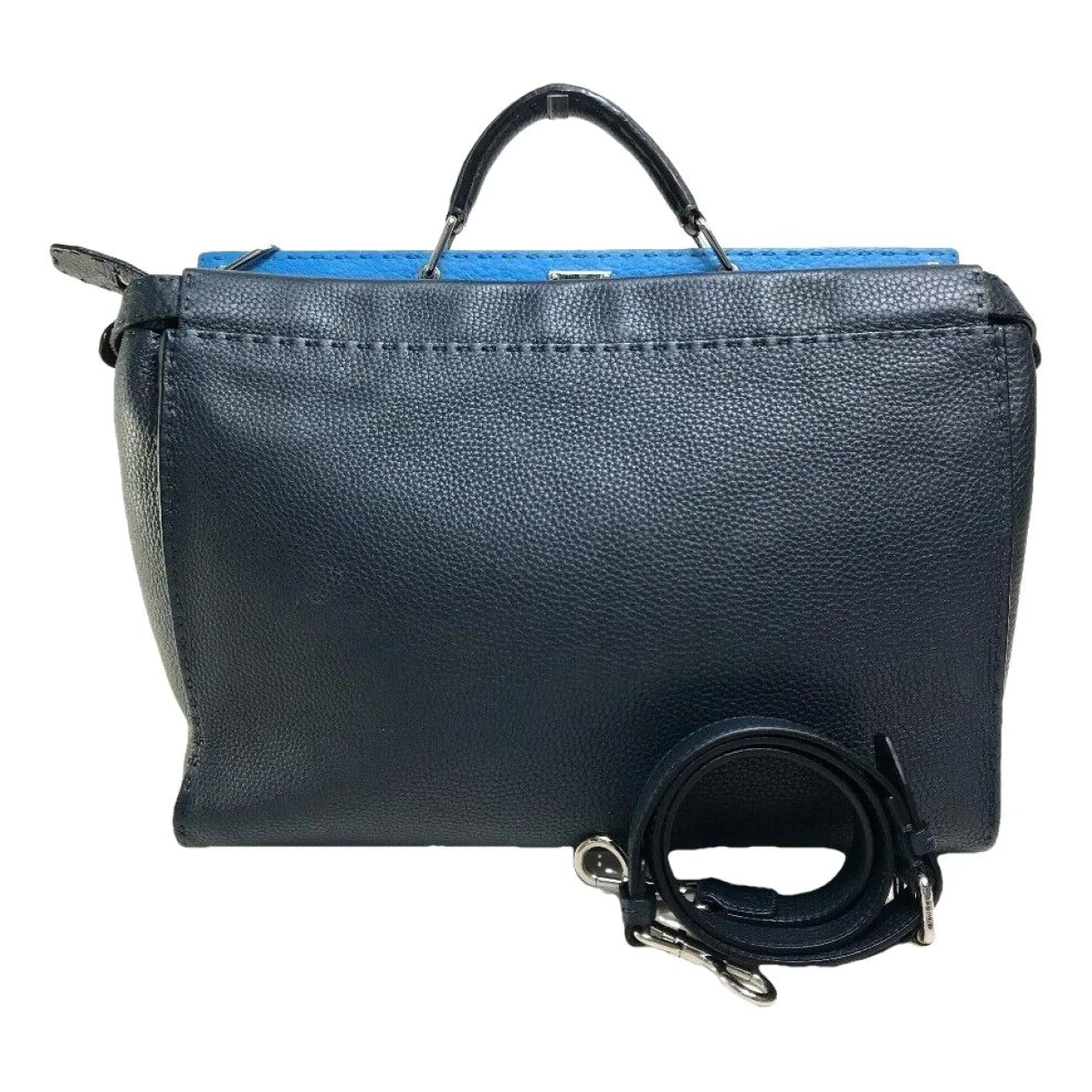 Pre-owned Fendi Peekaboo Leather Travel Bag In Blue