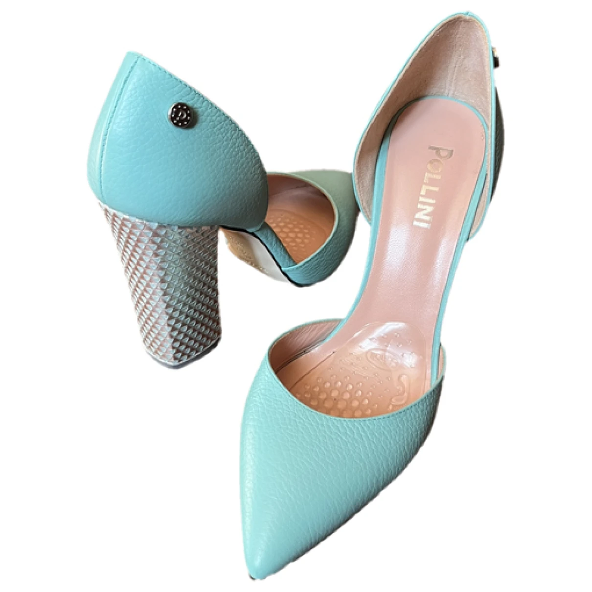 Pre-owned Pollini Leather Heels In Turquoise