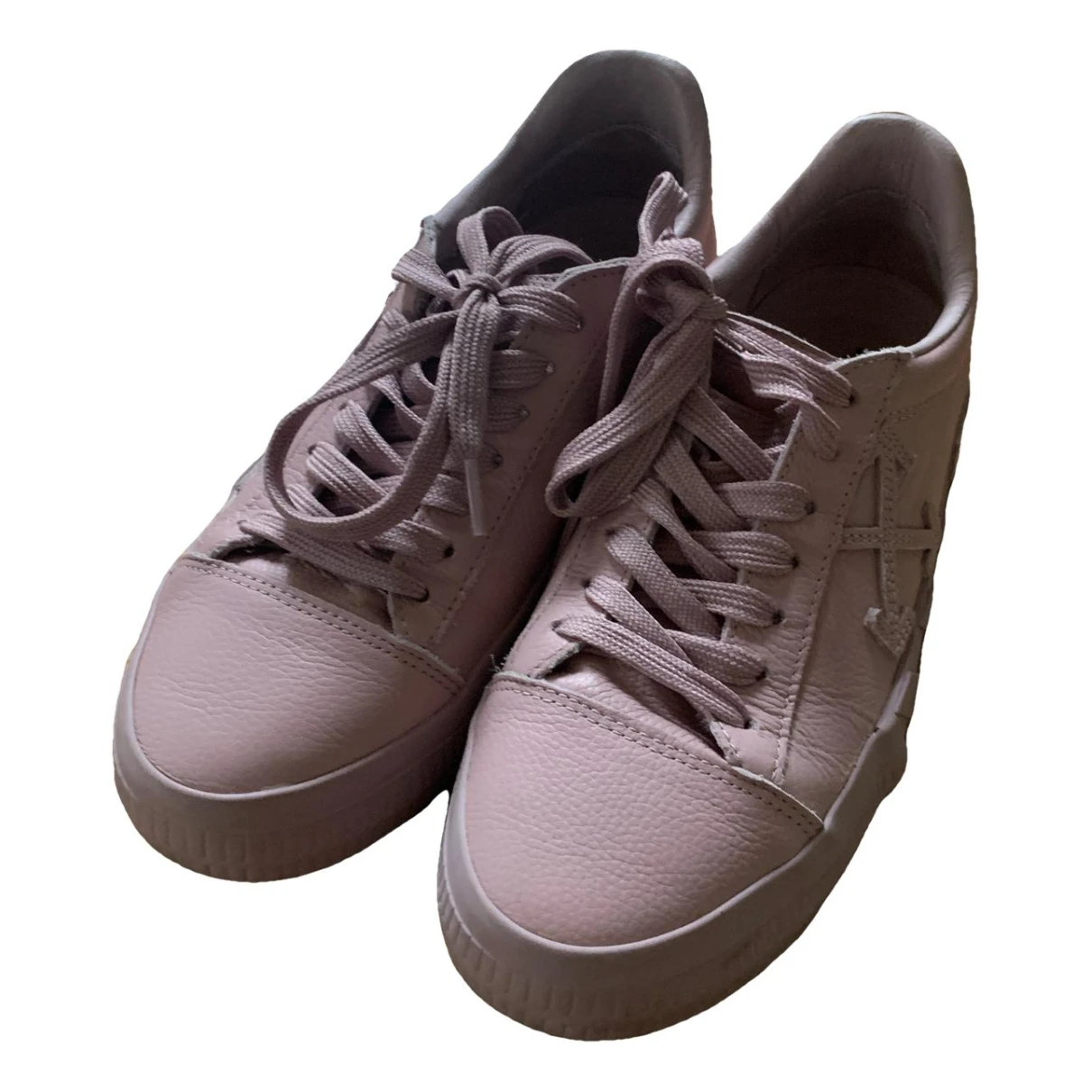 Pre-owned Off-white Vulcalized Leather Trainers In Pink
