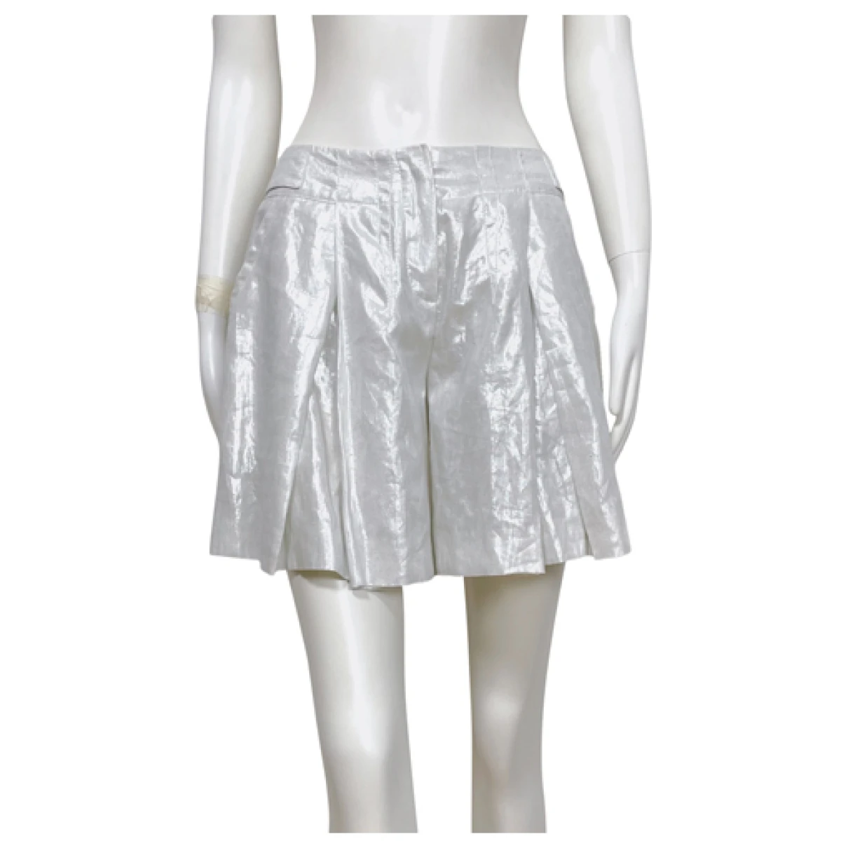 Pre-owned Dior Linen Mini Skirt In Silver