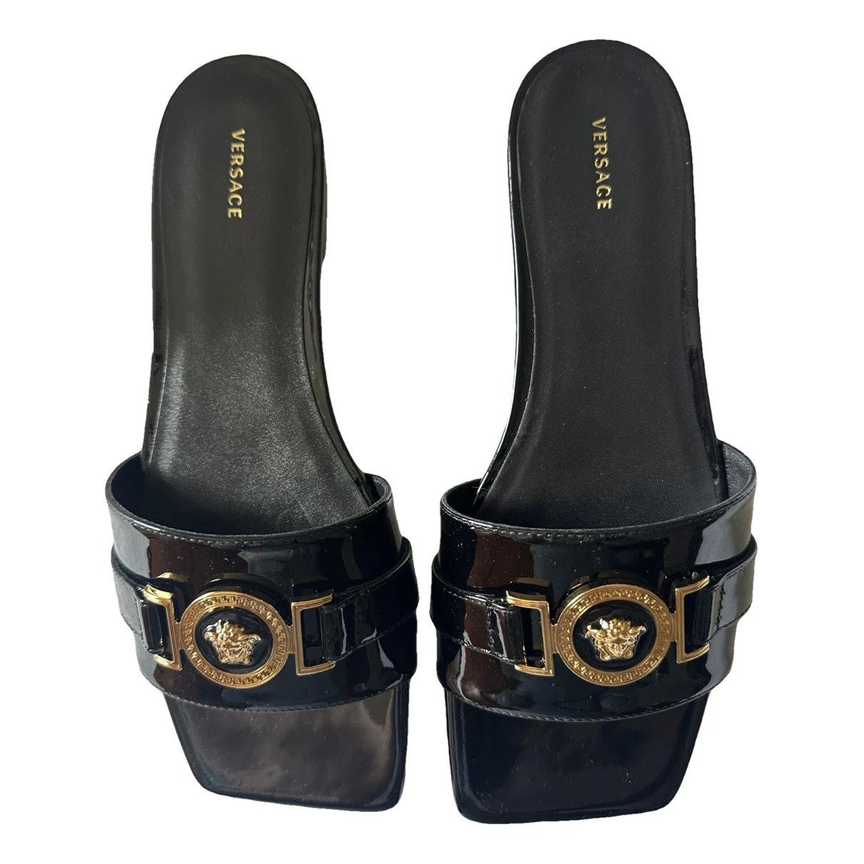 Pre-owned Versace Leather Mules In Black
