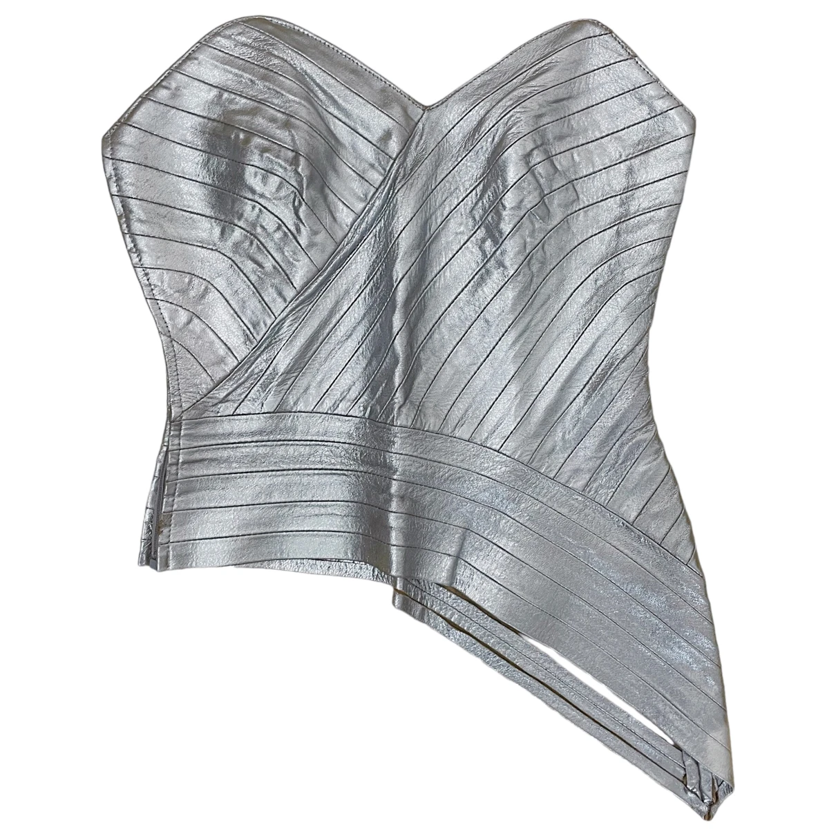 Pre-owned Trussardi Leather Corset In Silver