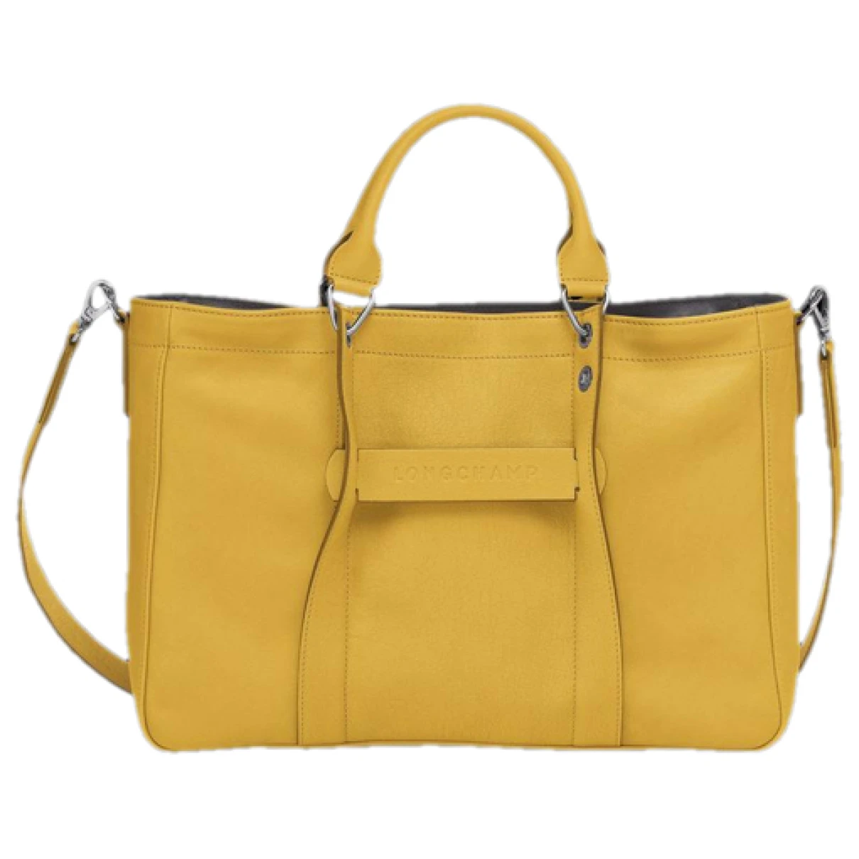 Pre-owned Longchamp 3d Leather Tote In Yellow