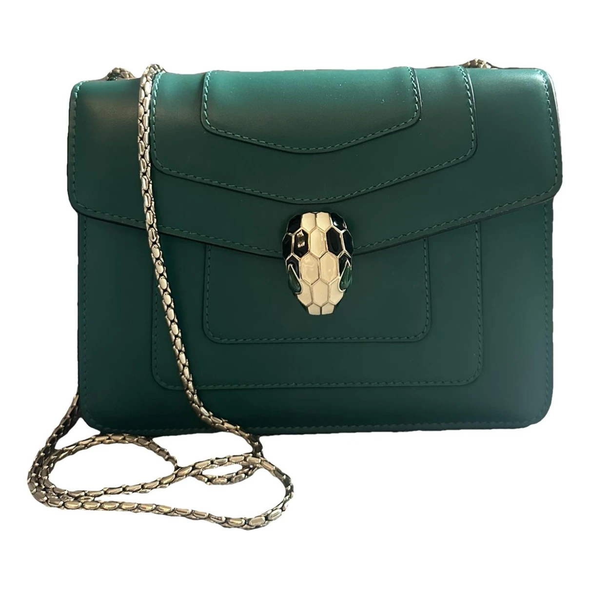 Pre-owned Bvlgari Serpenti Leather Crossbody Bag In Green