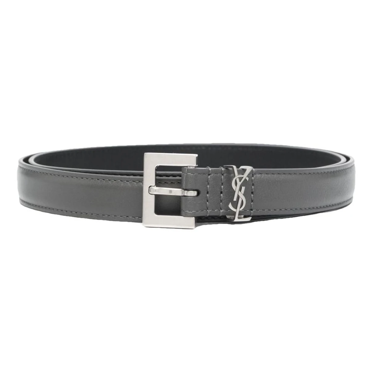 Pre-owned Saint Laurent Leather Belt In Grey