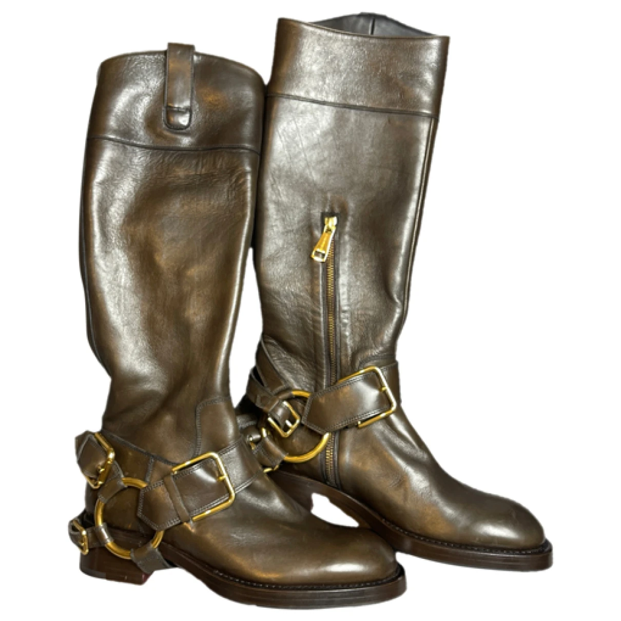 Pre-owned Dolce & Gabbana Leather Riding Boots In Brown