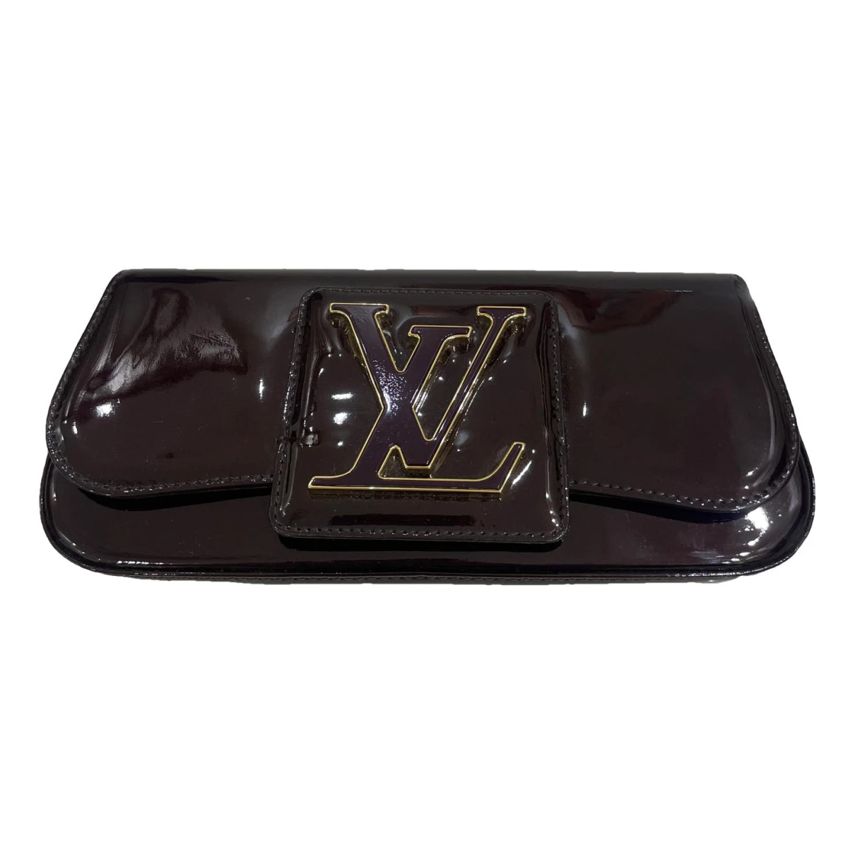Pre-owned Louis Vuitton Sobe Leather Clutch Bag In Burgundy