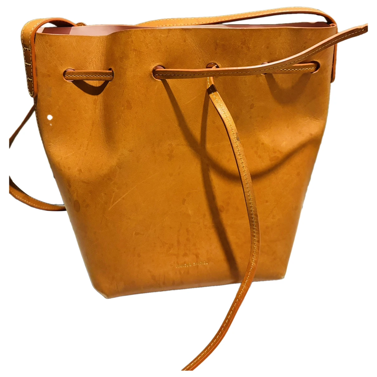 Pre-owned Mansur Gavriel Bucket Leather Handbag In Camel