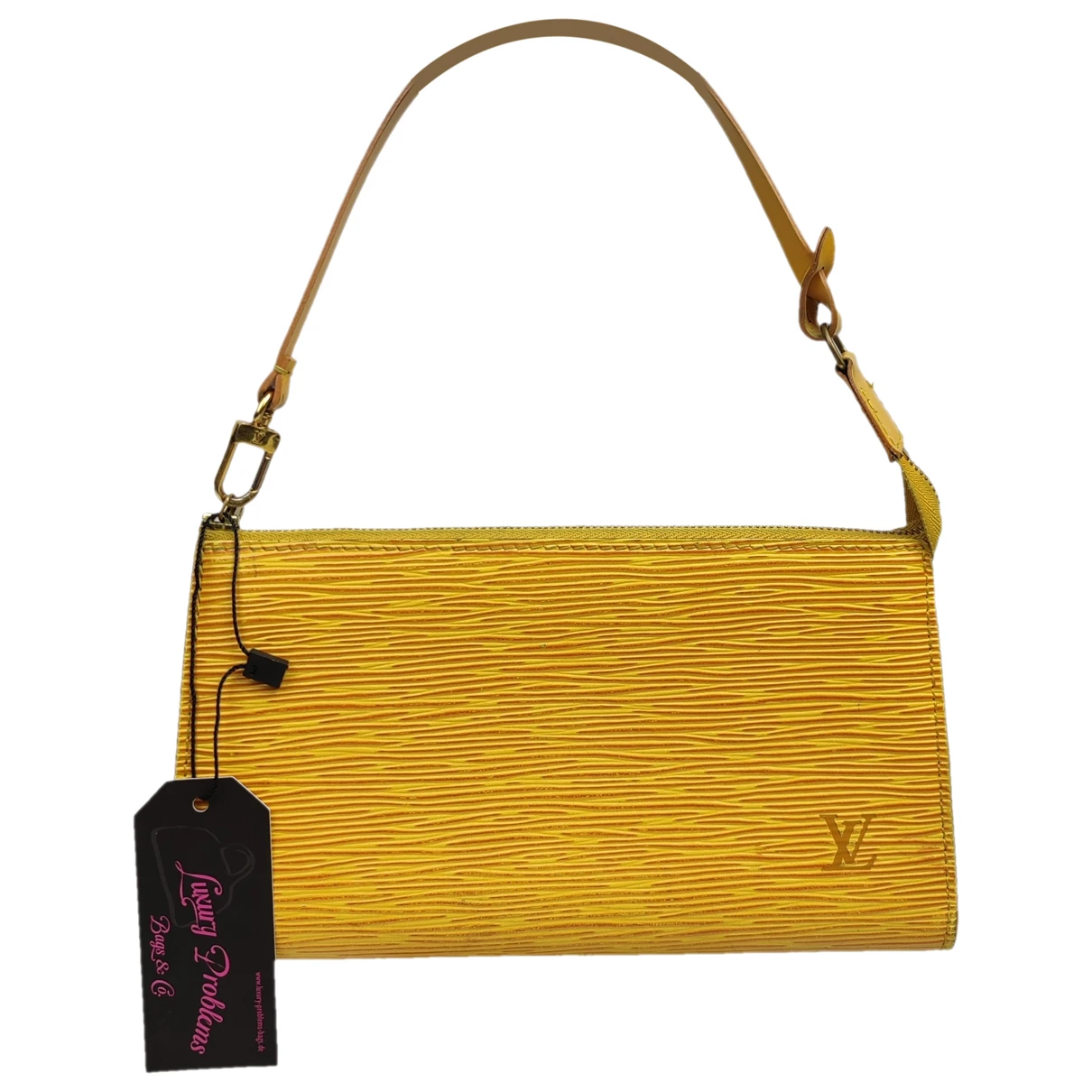 Pre-owned Louis Vuitton Pochette Accessoire Leather Bag In Yellow
