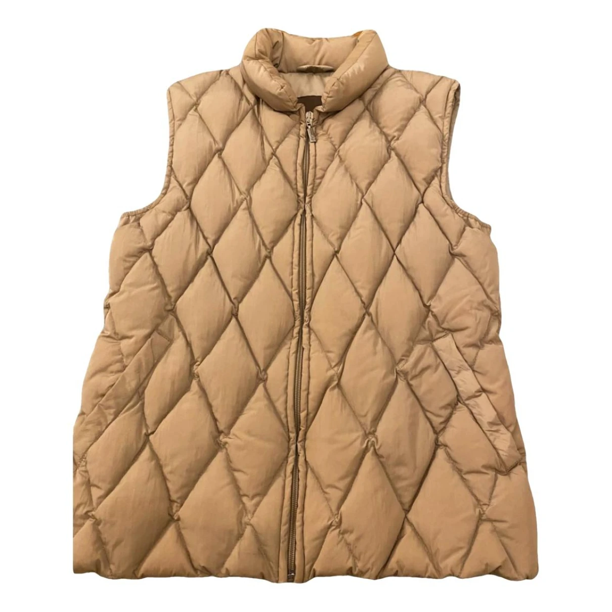 Pre-owned Moncler Sleeveless Cardi Coat In Beige