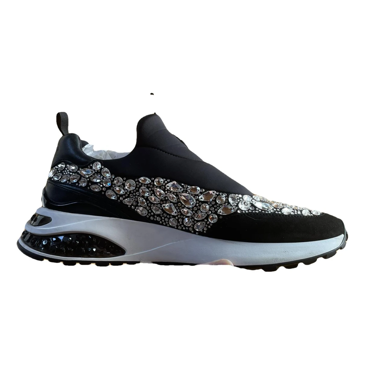 Pre-owned Jimmy Choo Cash Glitter Low Trainers In Black