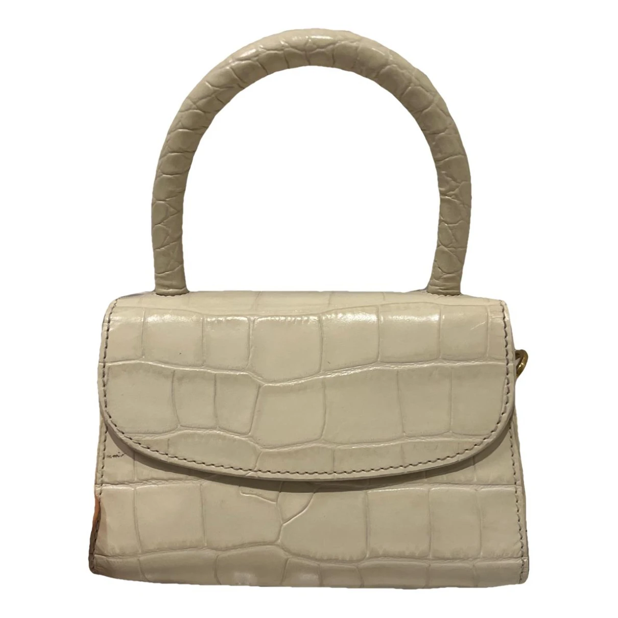 Pre-owned By Far Mini Leather Handbag In Beige