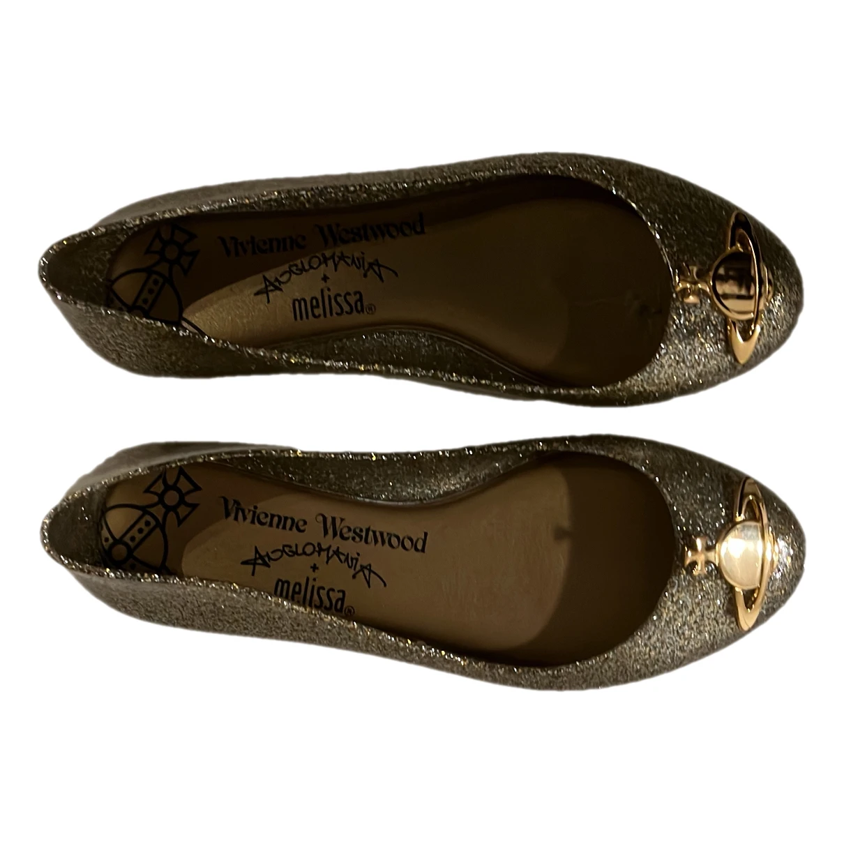 Pre-owned Vivienne Westwood Anglomania Glitter Flats In Gold