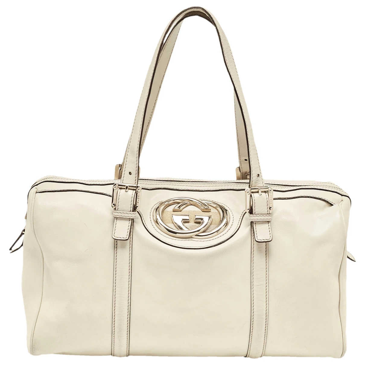 Pre-owned Gucci Leather Satchel In White