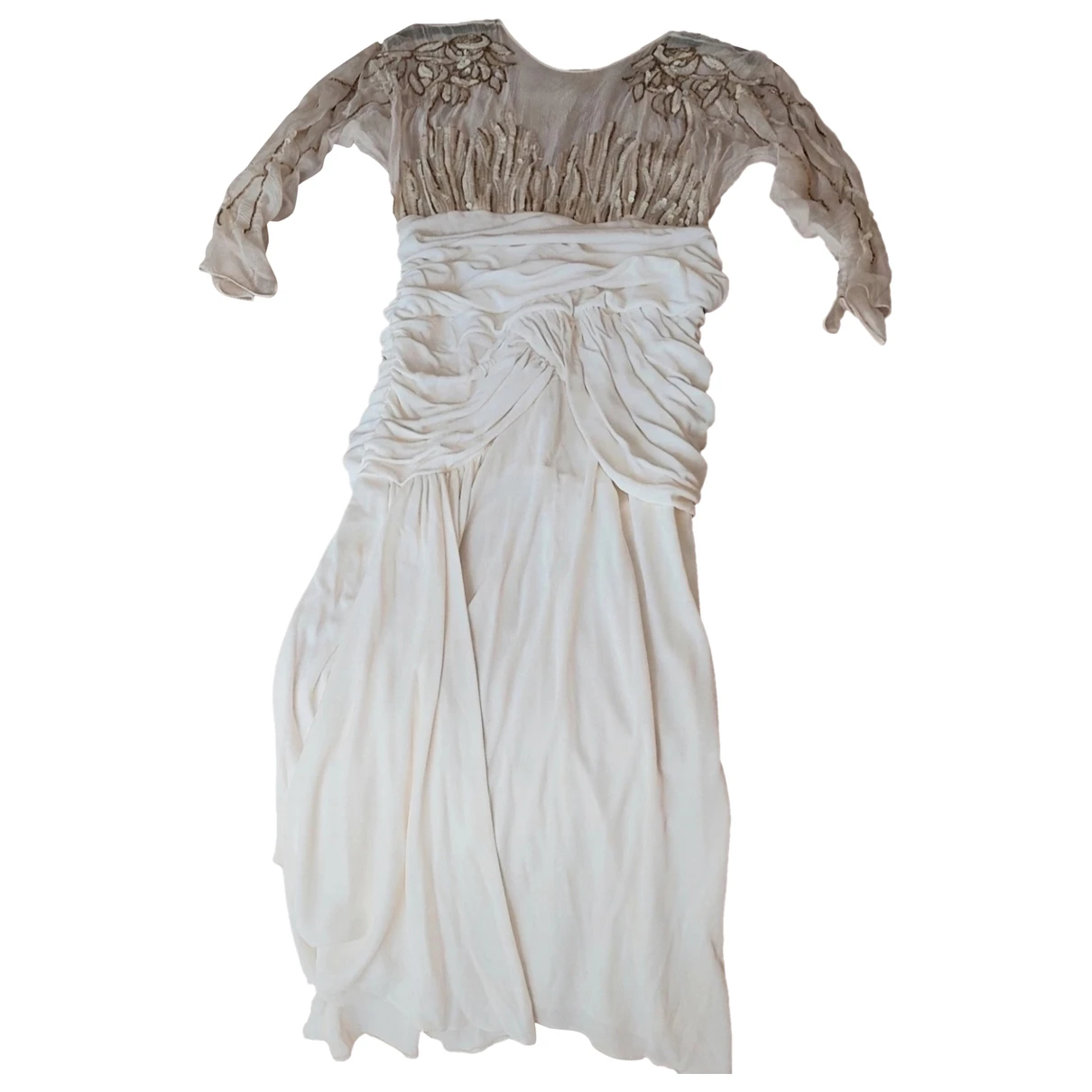 Pre-owned Roccobarocco Silk Dress In White