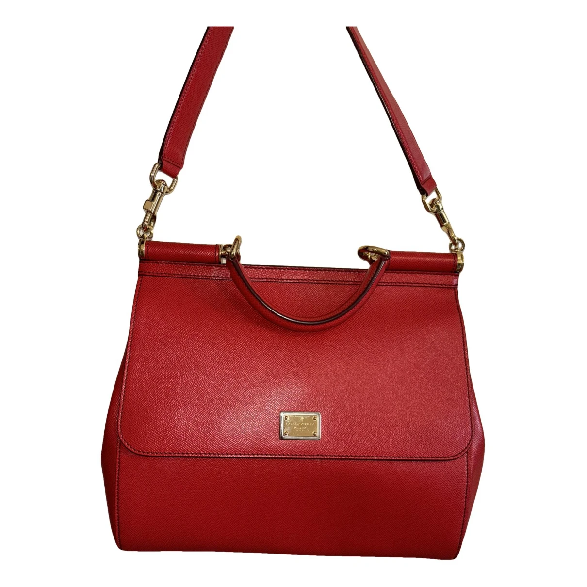 Pre-owned Dolce & Gabbana Sicily Leather Crossbody Bag In Red