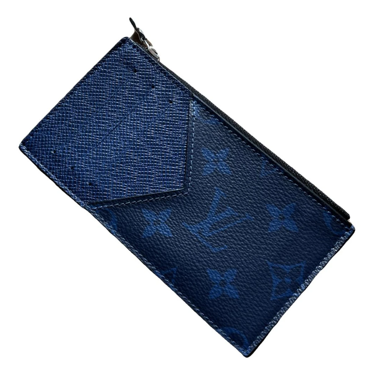 Pre-owned Louis Vuitton Coin Card Holder Leather Small Bag In Blue