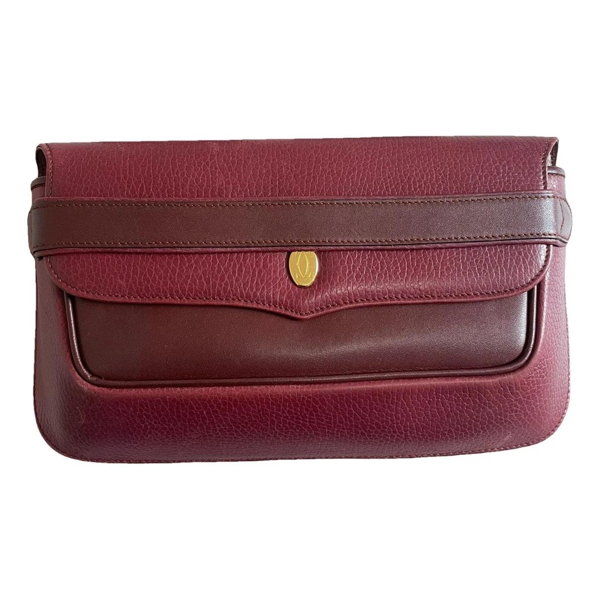 Pre-owned Cartier Leather Clutch Bag In Red