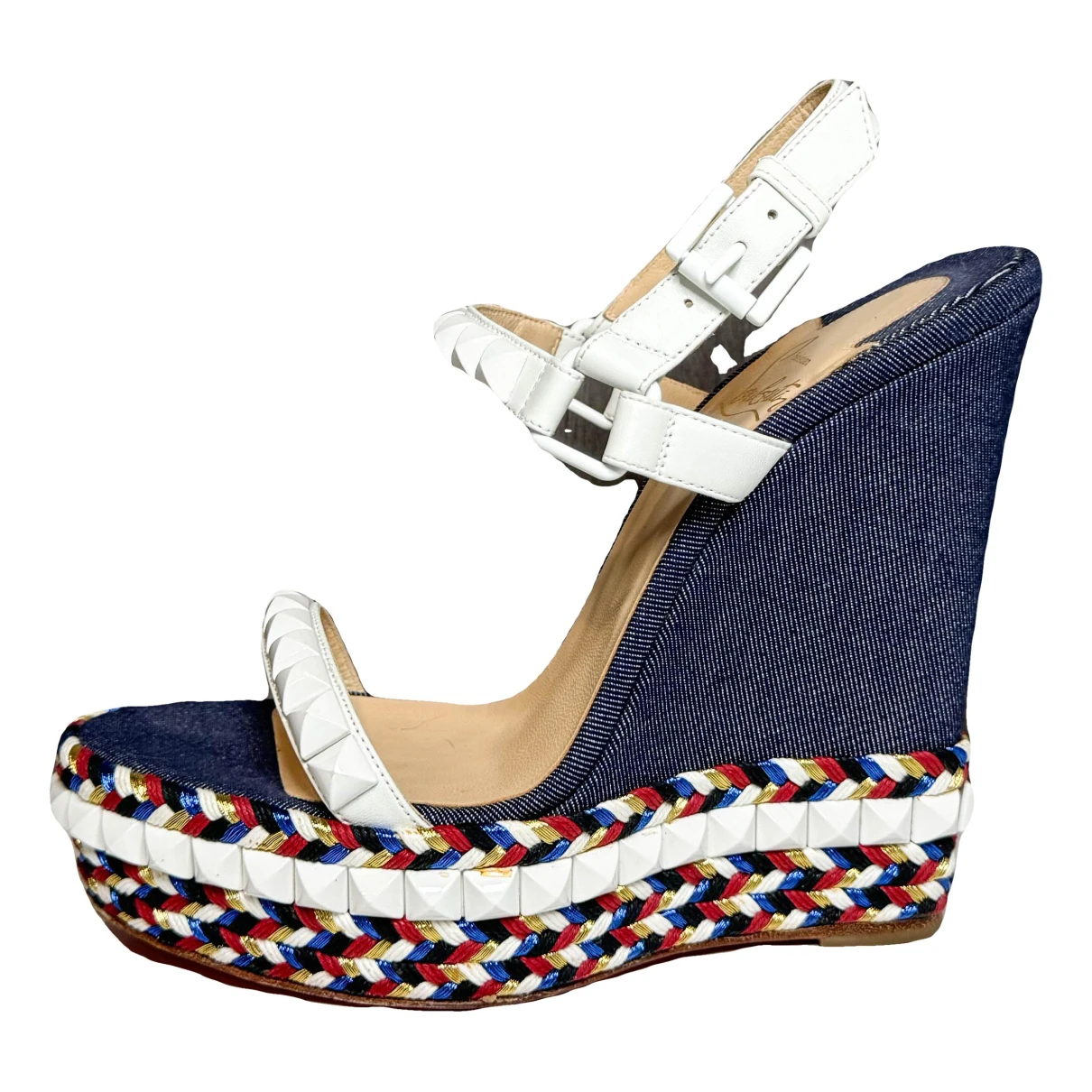 Pre-owned Christian Louboutin Cataclou Cloth Sandals In Blue
