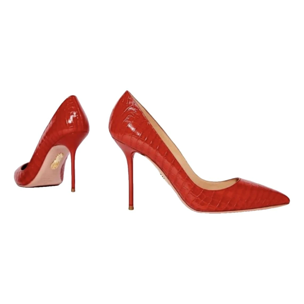 Pre-owned Aquazzura Leather Heels In Red