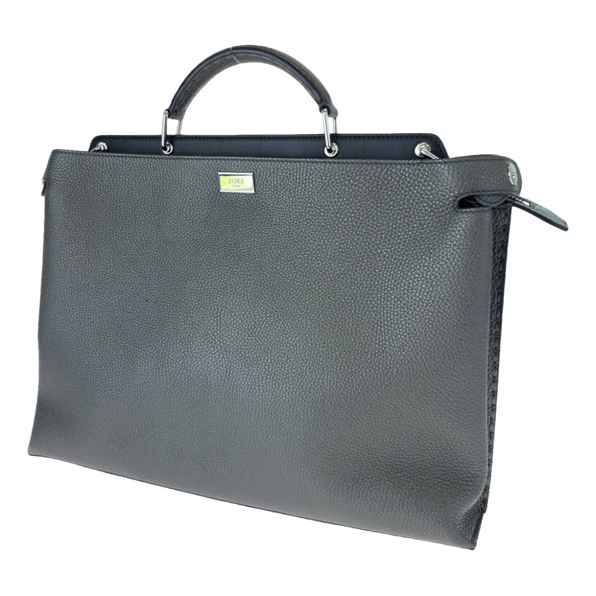 Pre-owned Fendi Leather Travel Bag In Grey