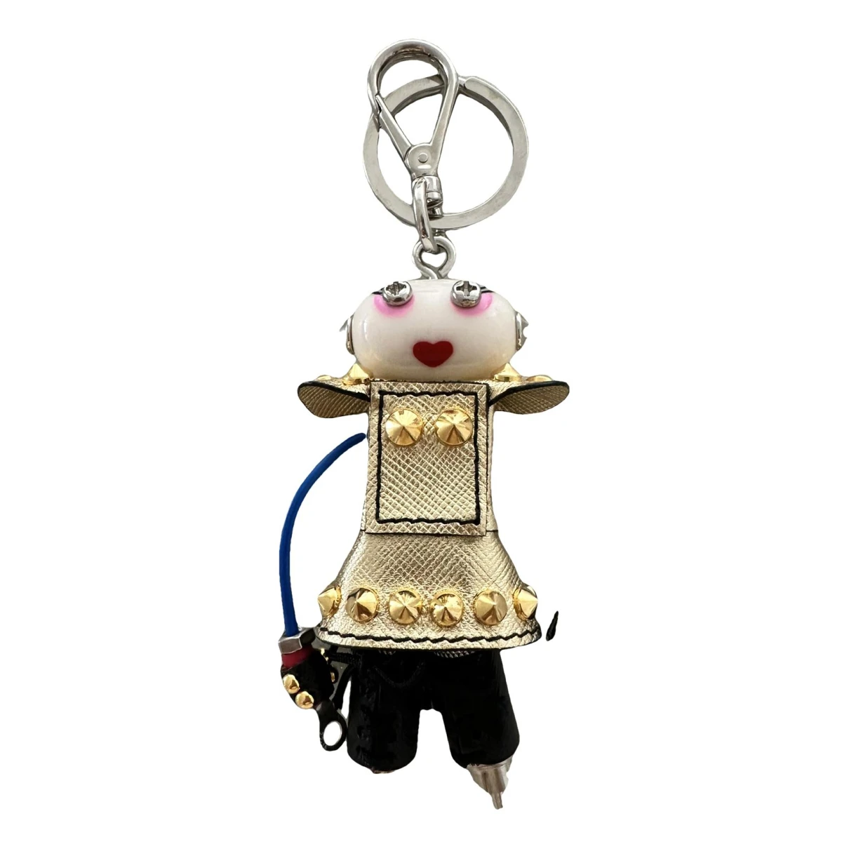 Pre-owned Prada Leather Bag Charm In Gold