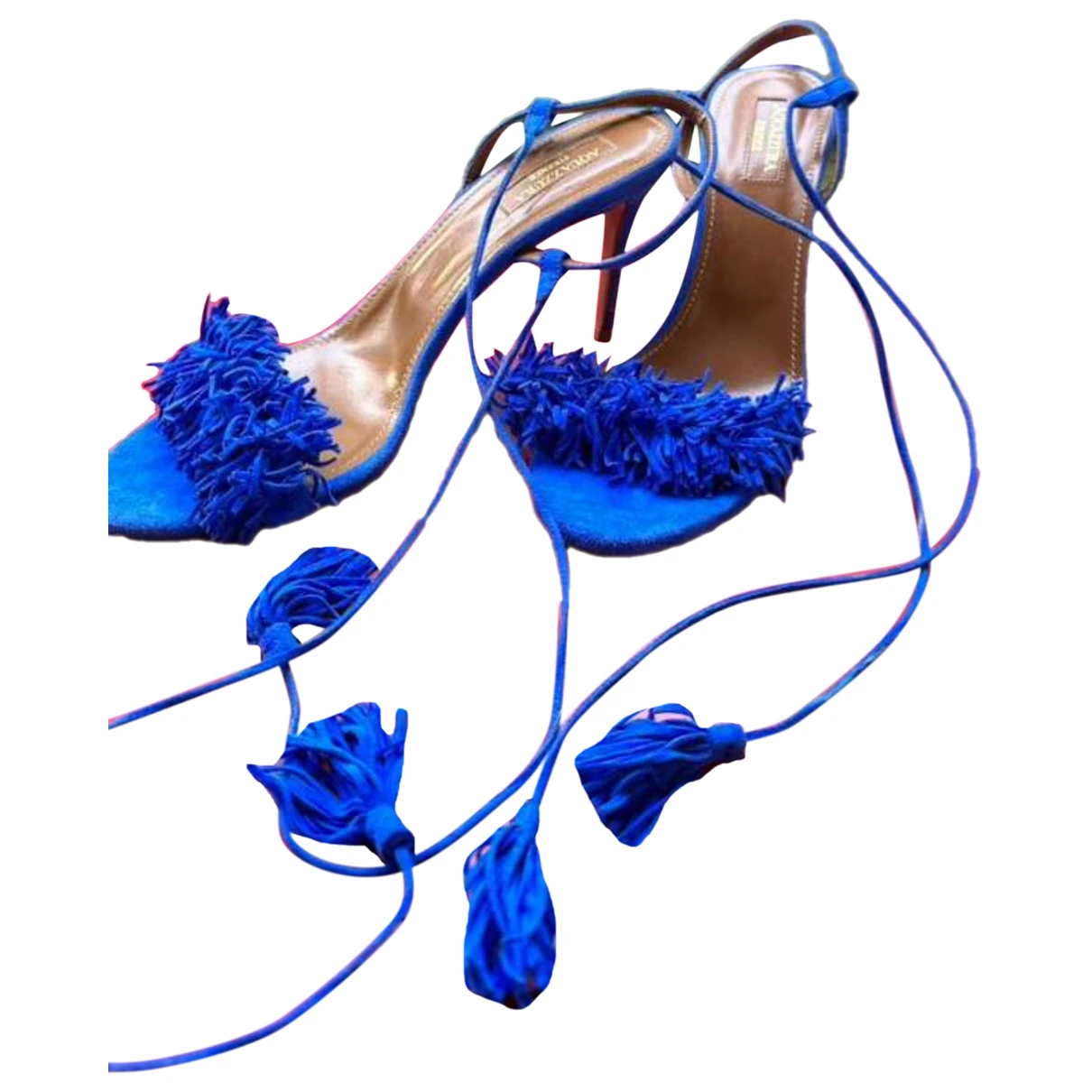 Pre-owned Aquazzura Leather Heels In Blue