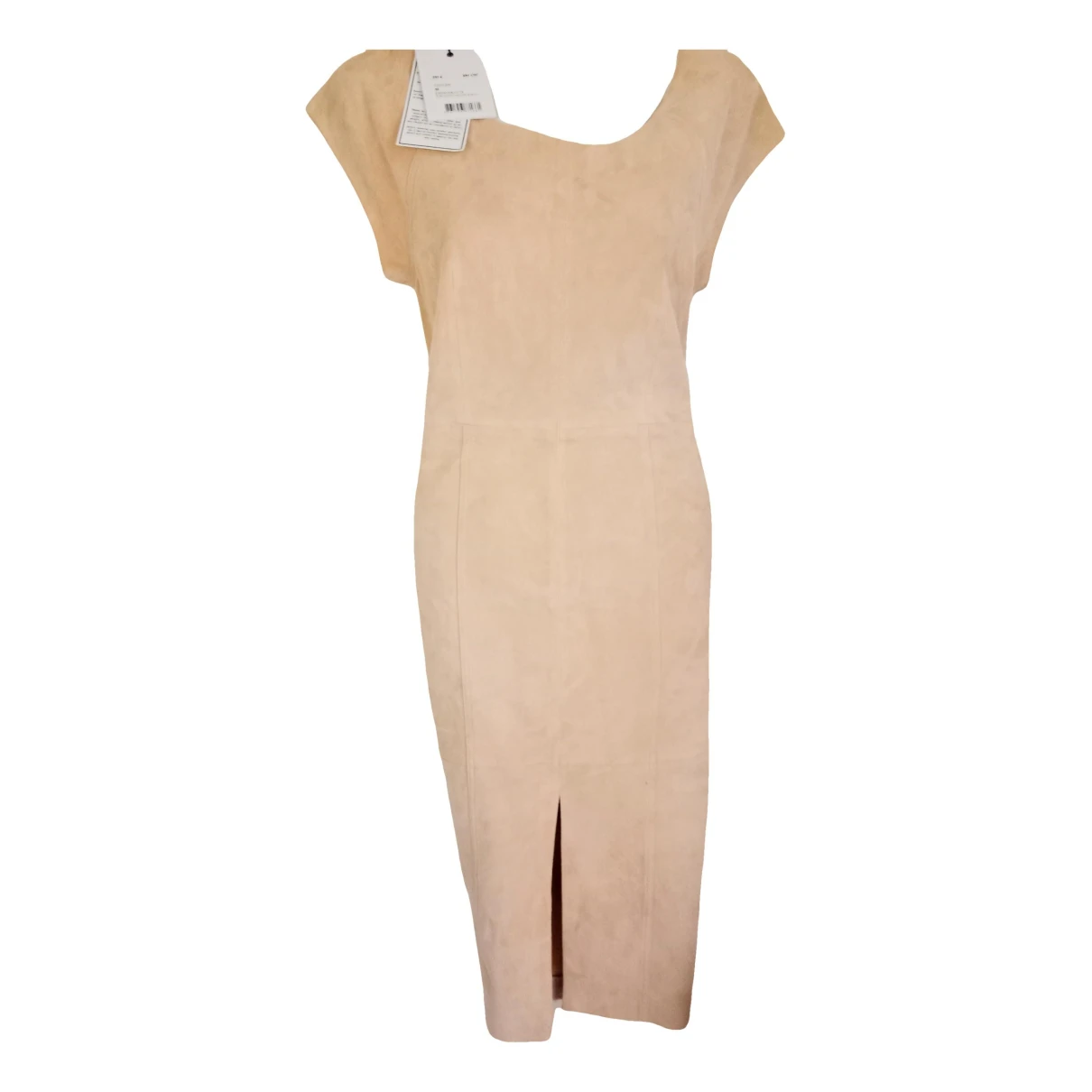 Pre-owned Max & Moi Leather Mid-length Dress In Beige