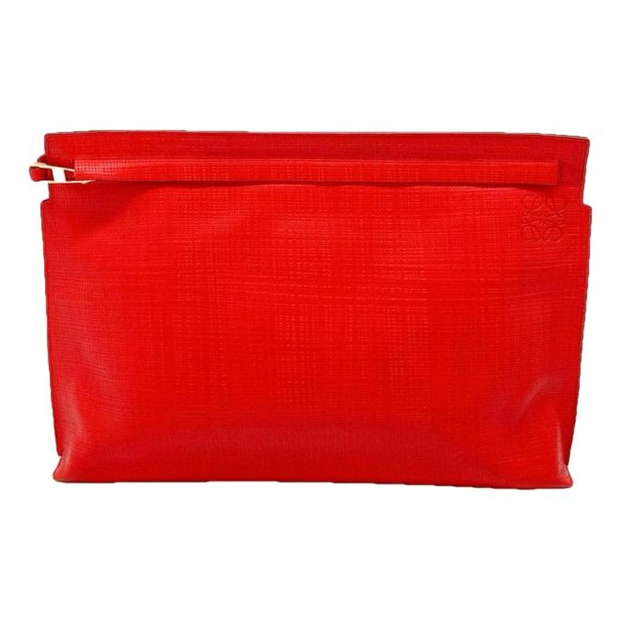 Pre-owned Loewe T Pouch Leather Clutch Bag In Orange
