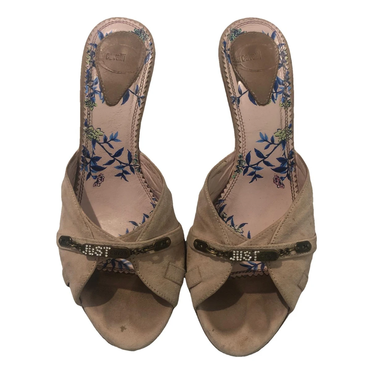 Pre-owned Just Cavalli Leather Mules In Pink