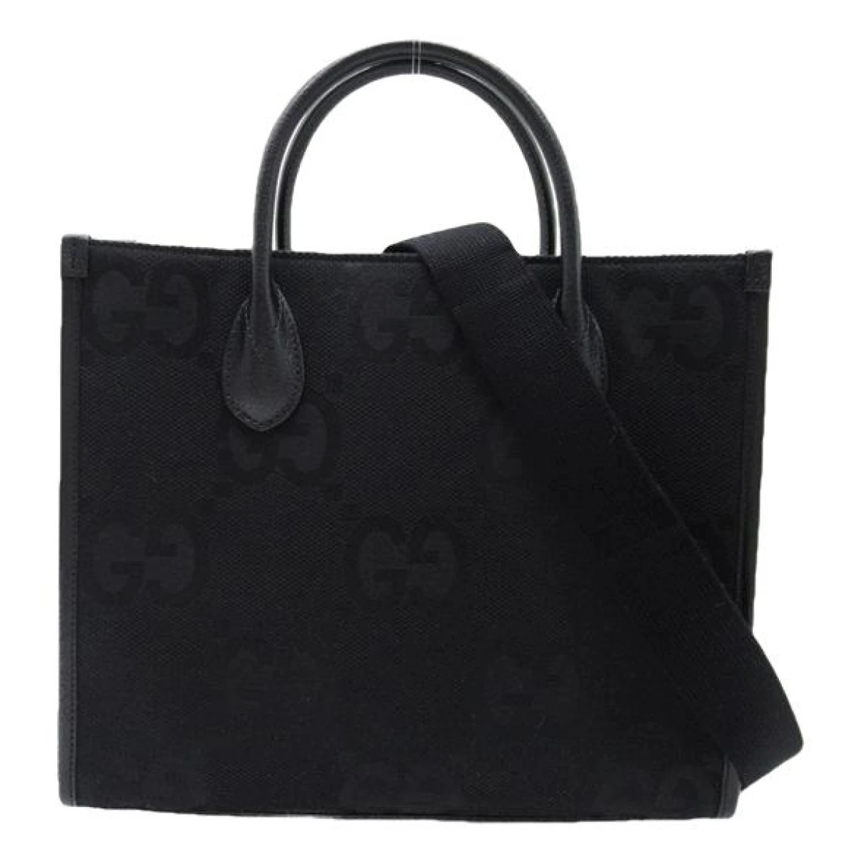 Pre-owned Gucci Gg Running Cloth Tote In Black