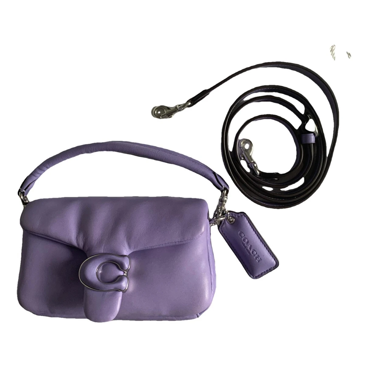 Pre-owned Coach Pillow Tabby Leather Crossbody Bag In Purple