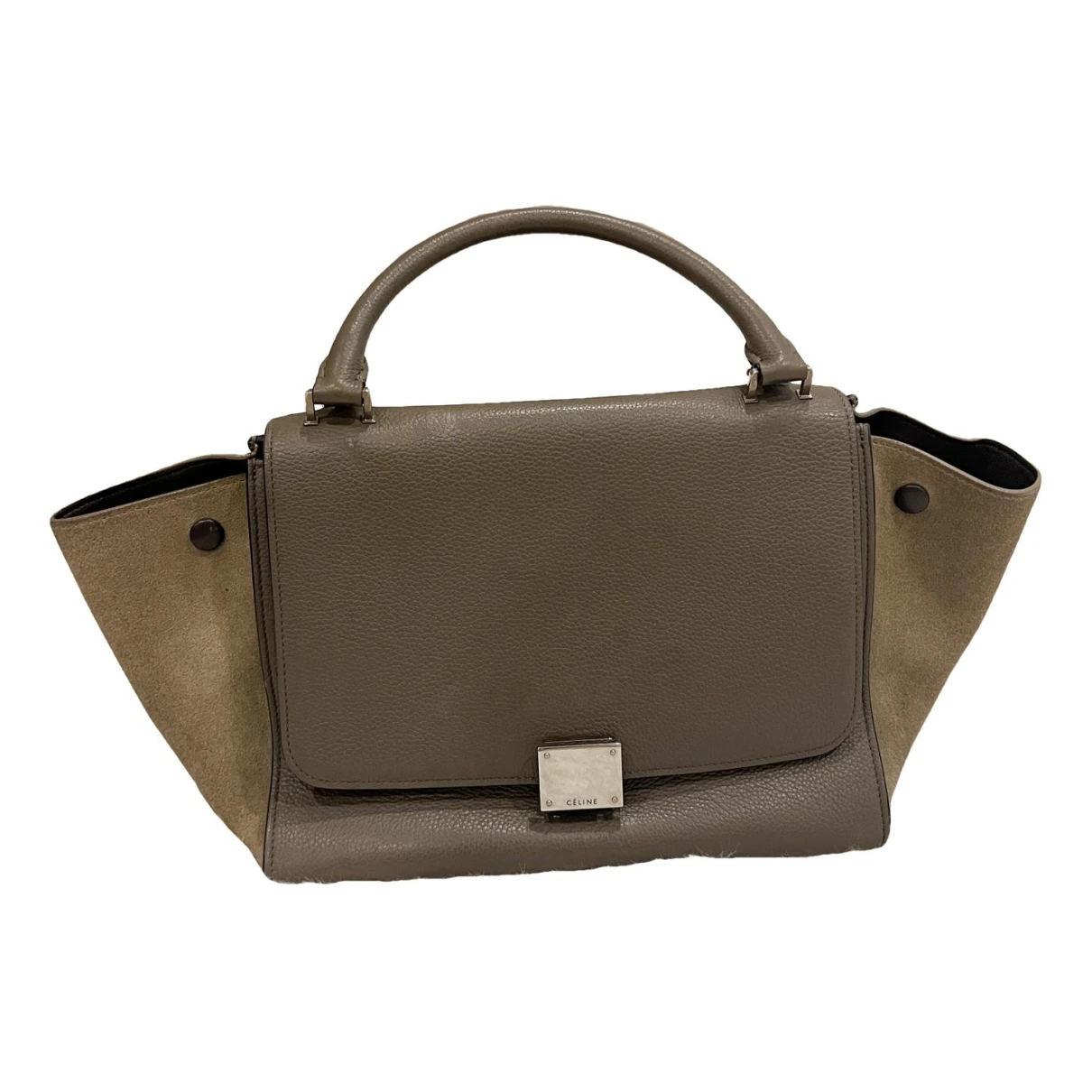 Pre-owned Celine Trapã¨ze Leather Handbag In Beige
