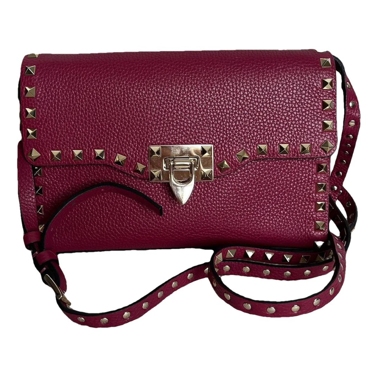 Pre-owned Valentino Garavani Rockstud Leather Crossbody Bag In Pink