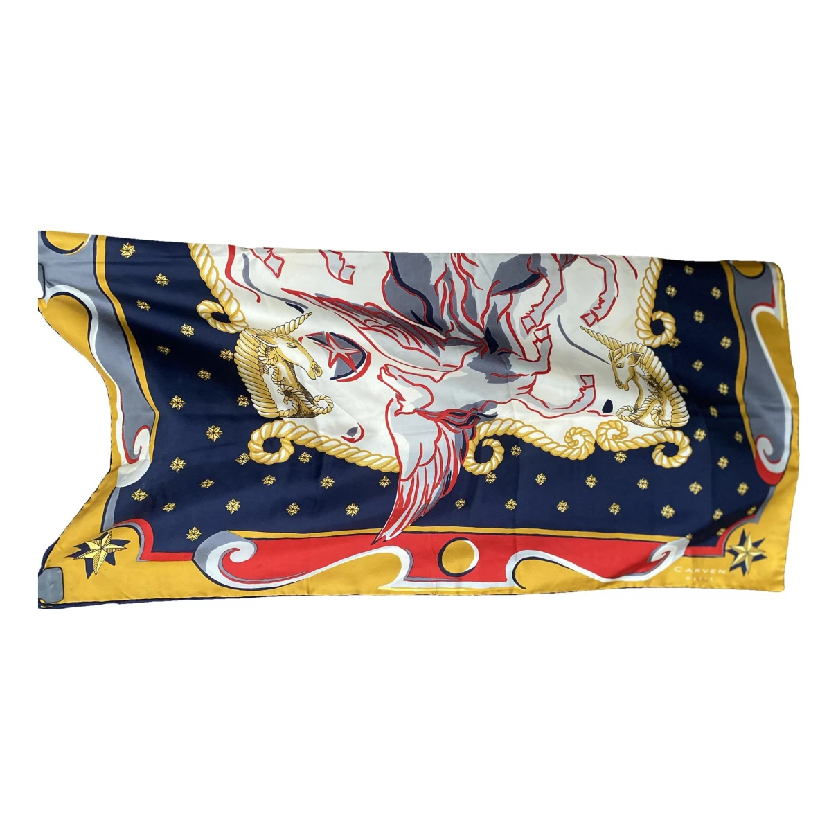 Pre-owned Carven Silk Scarf In Navy