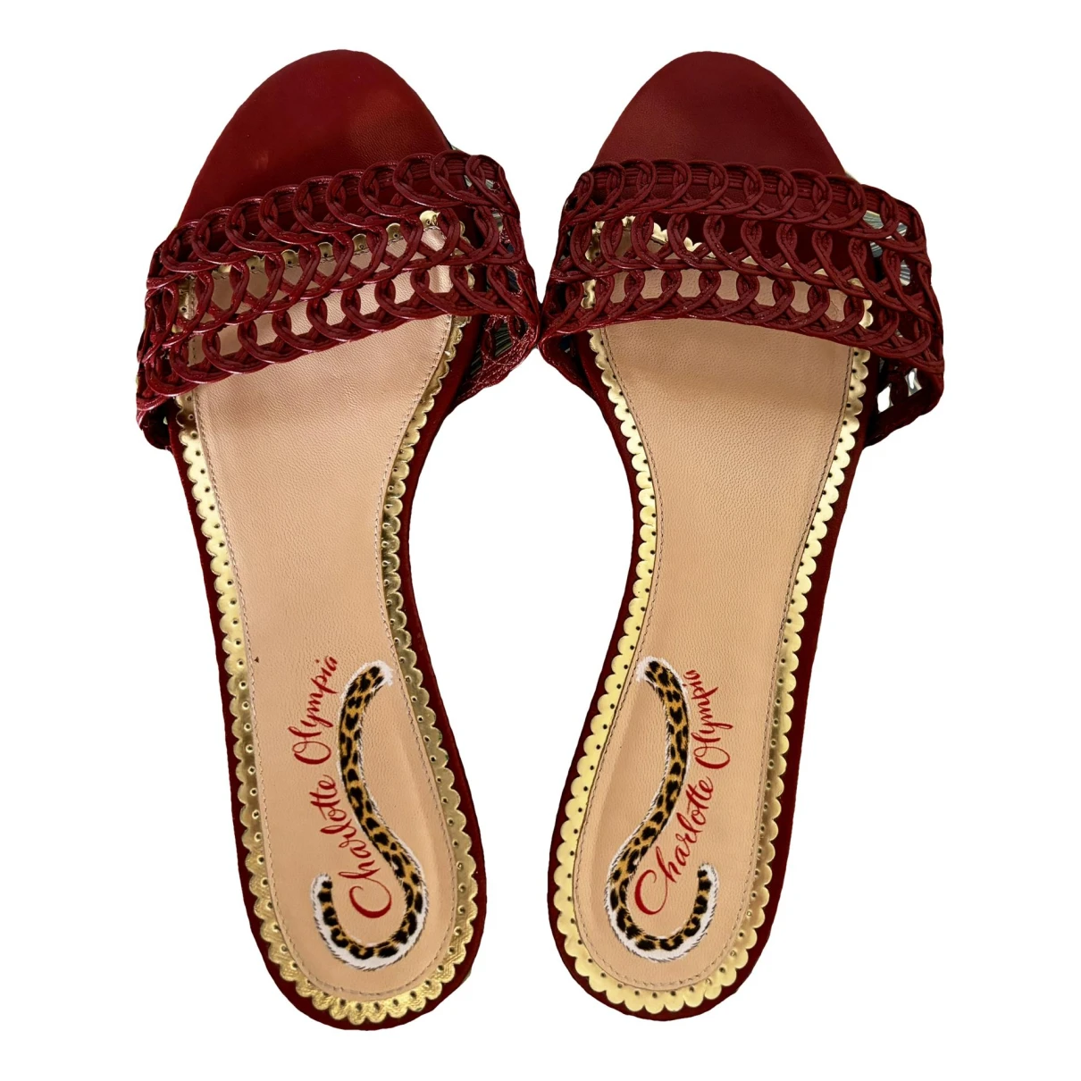 Pre-owned Charlotte Olympia Leather Sandal In Burgundy