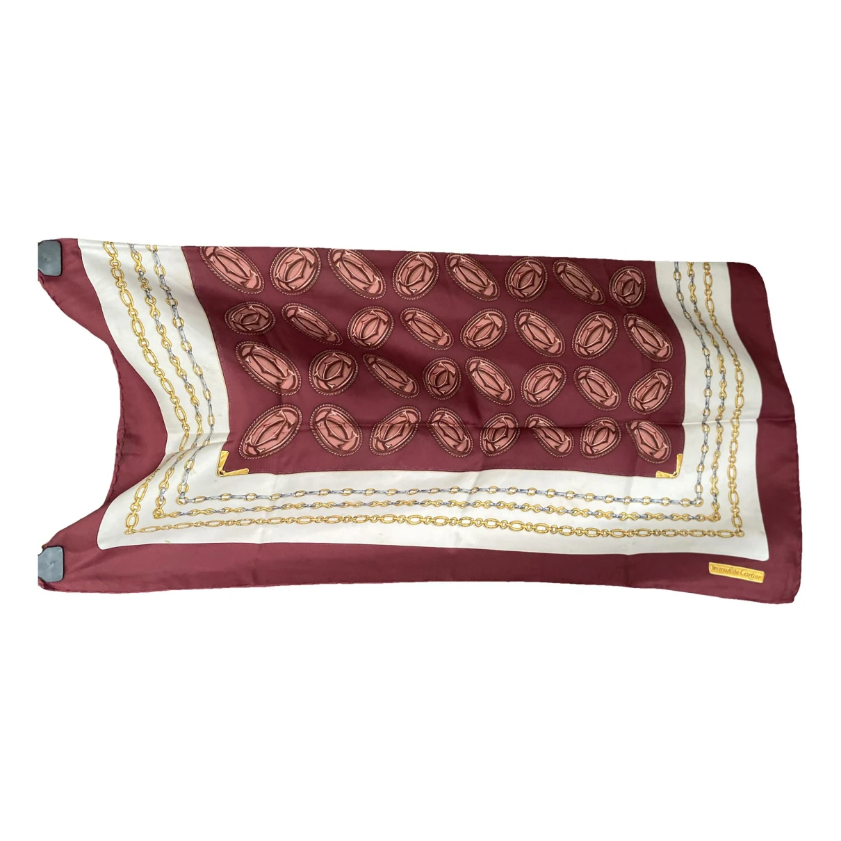 Pre-owned Cartier Silk Scarf In Burgundy