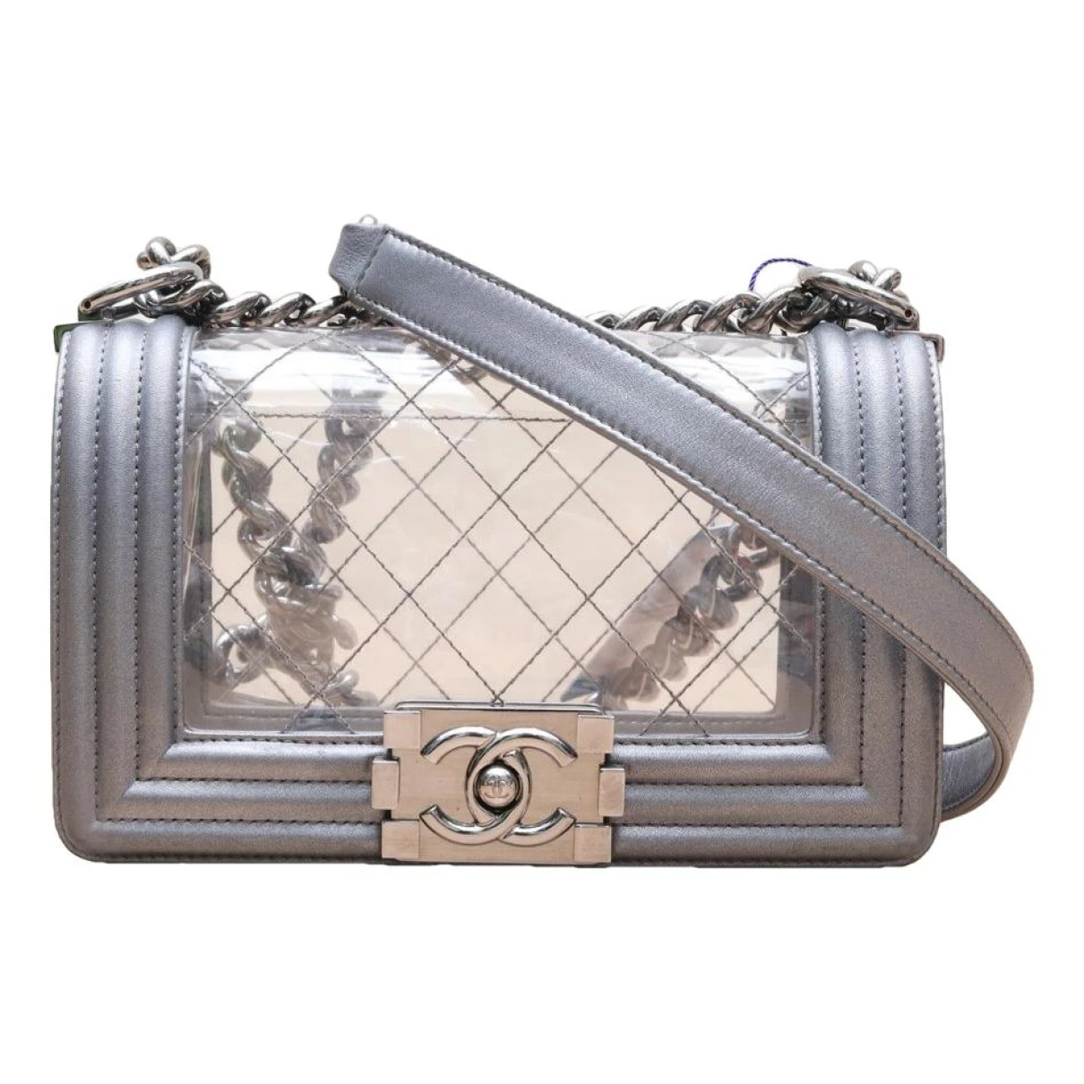 Pre-owned Chanel Boy Leather Crossbody Bag In Silver