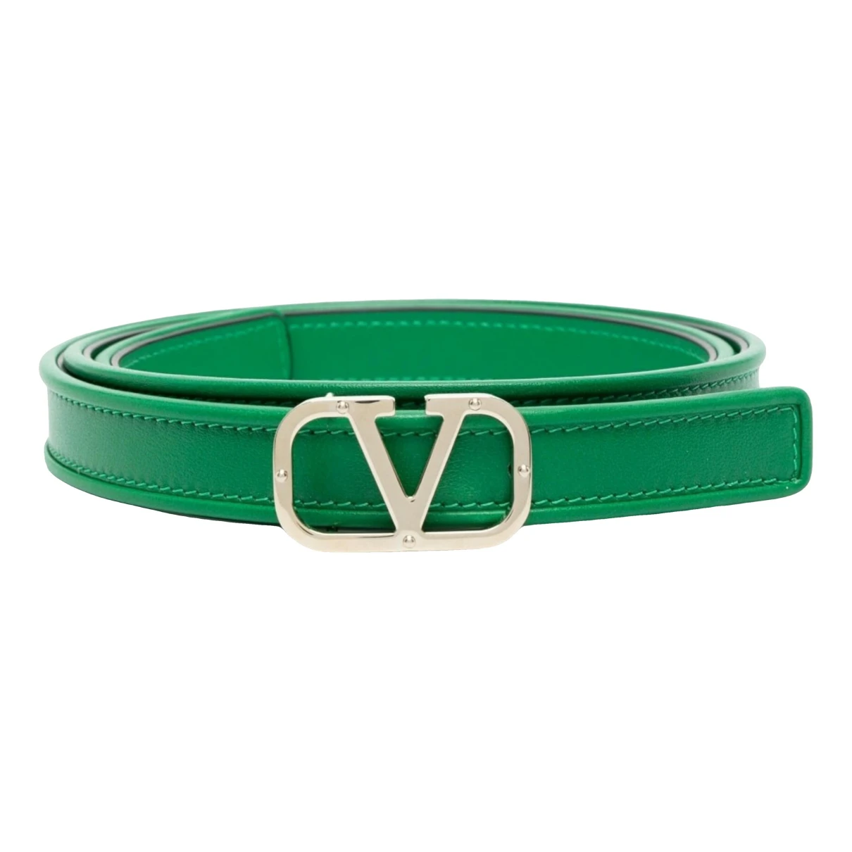 Pre-owned Valentino Garavani Vlogo Leather Belt In Green