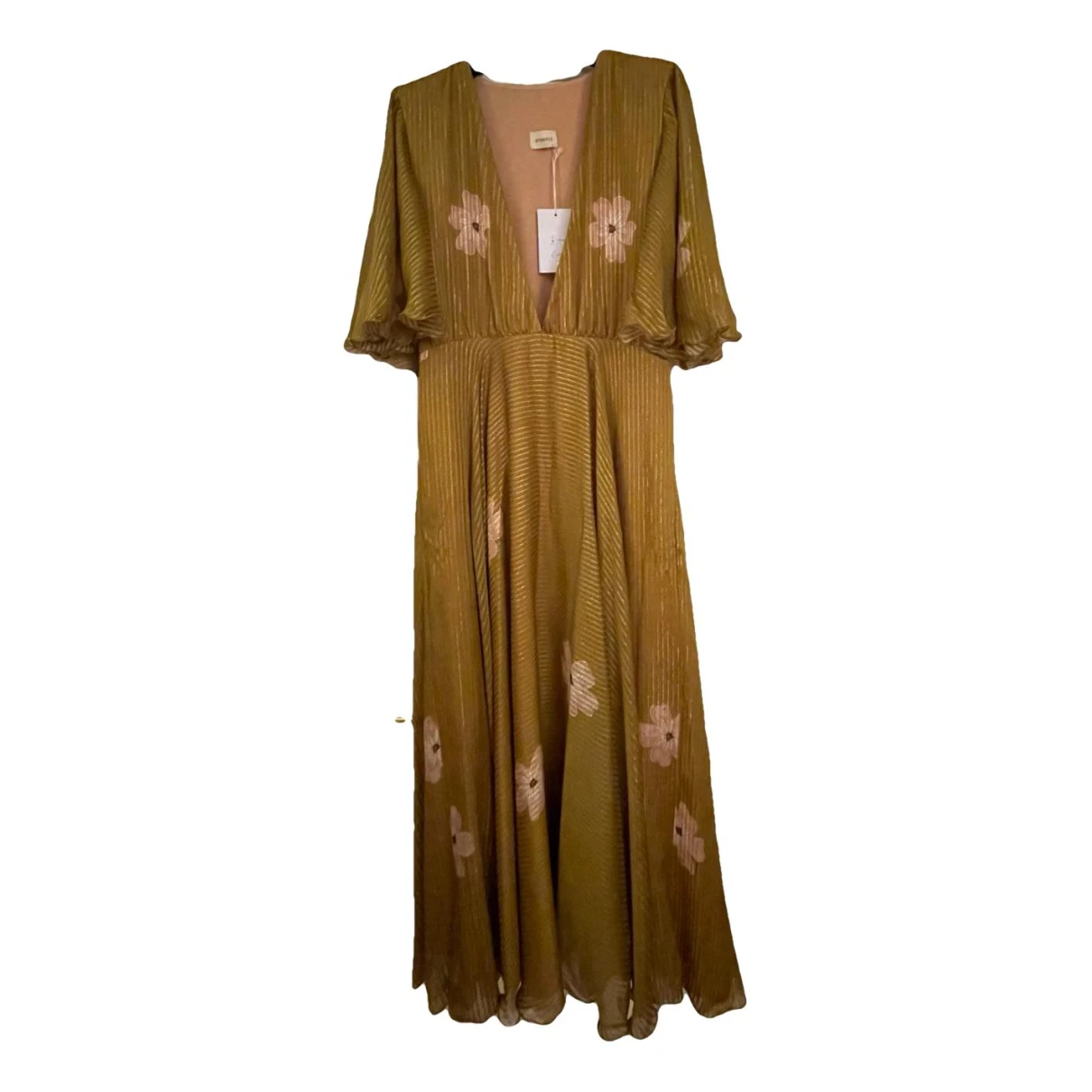 Pre-owned Otra Vez Silk Mid-length Dress In Gold