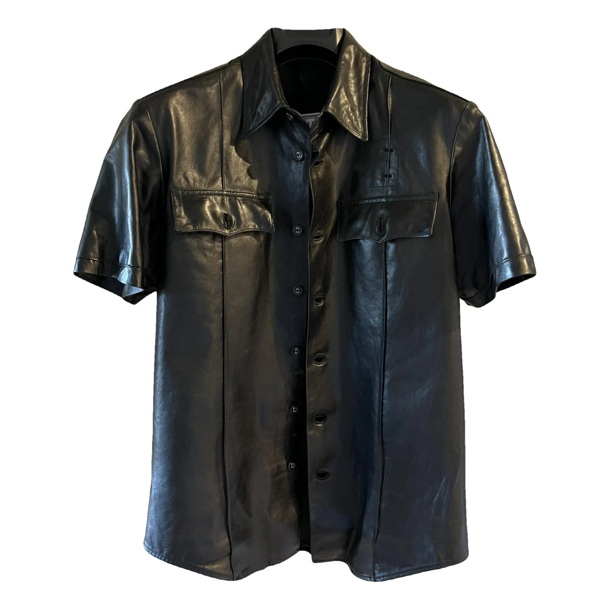 Pre-owned Versace Leather Shirt In Black