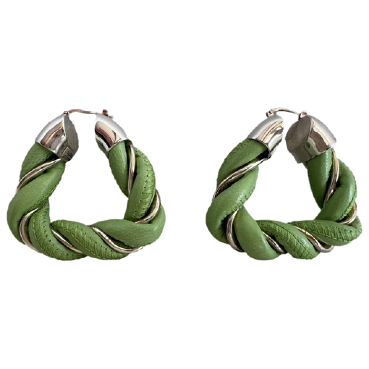 Pre-owned Bottega Veneta Twist Earrings In Green