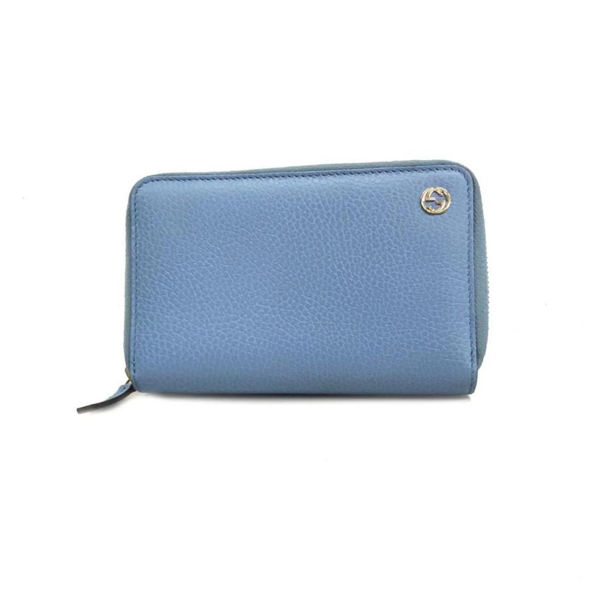 Pre-owned Gucci Interlocking Leather Wallet In Blue