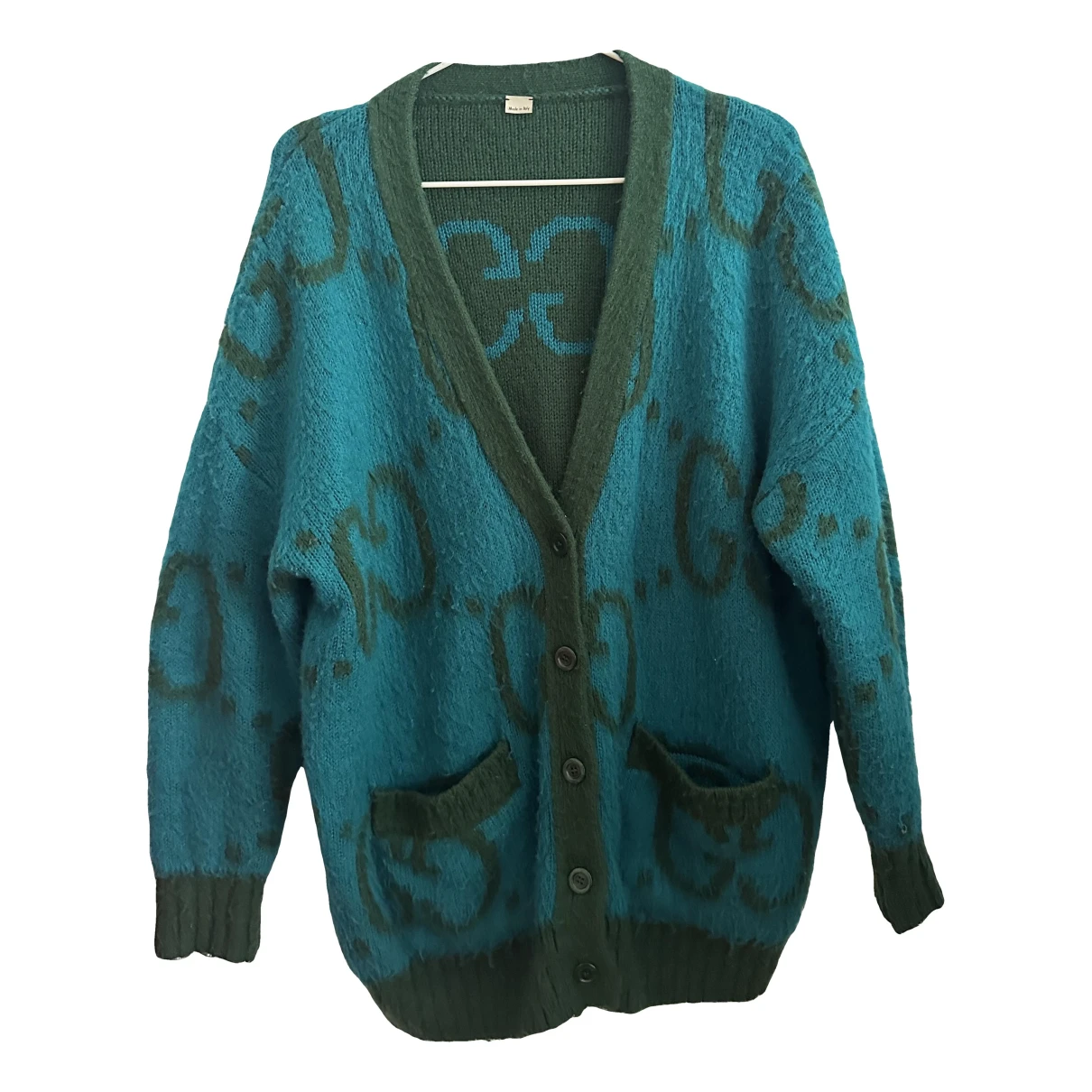 Pre-owned Gucci Wool Cardigan In Turquoise