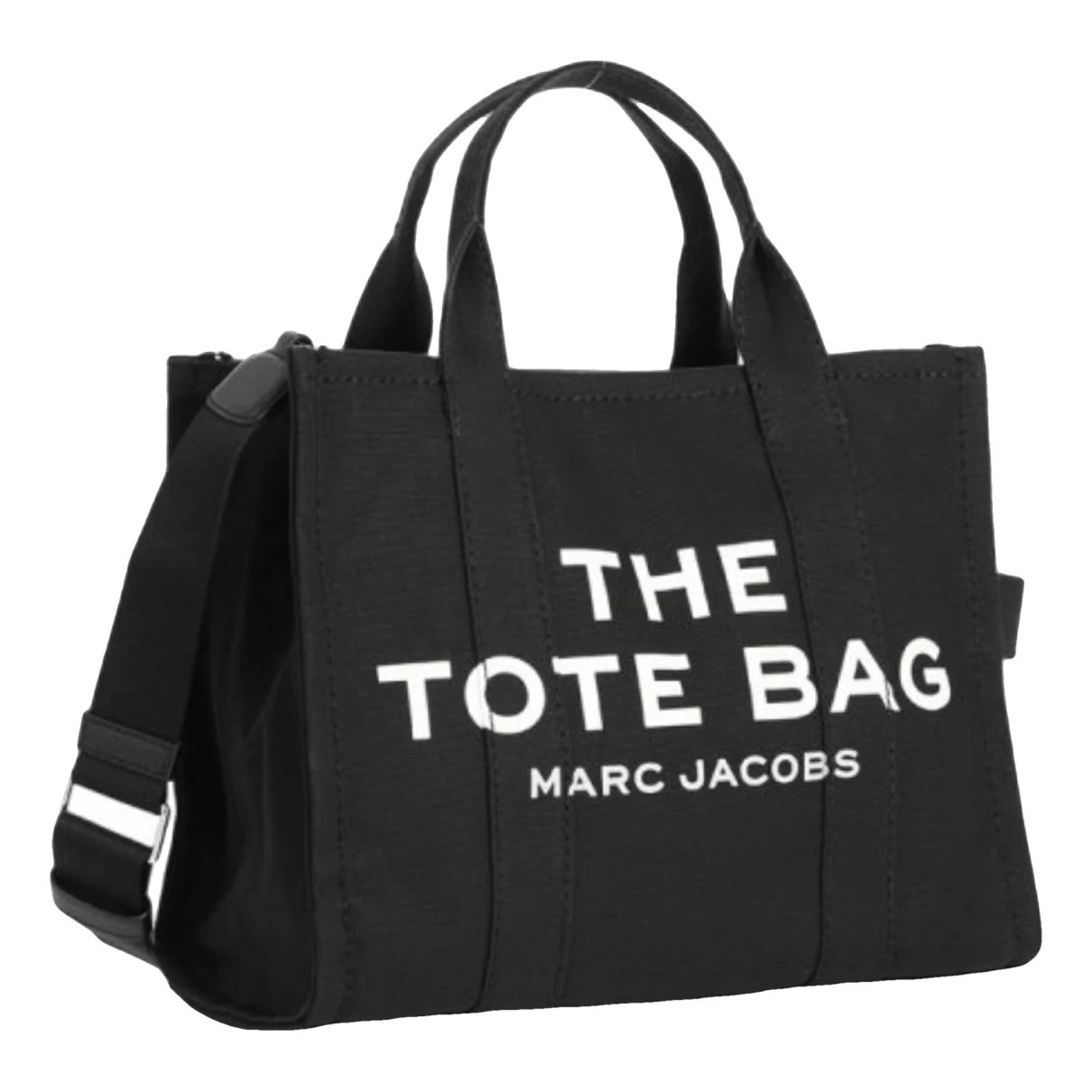 Pre-owned Marc Jacobs The Tag Tote Cloth Handbag In Black