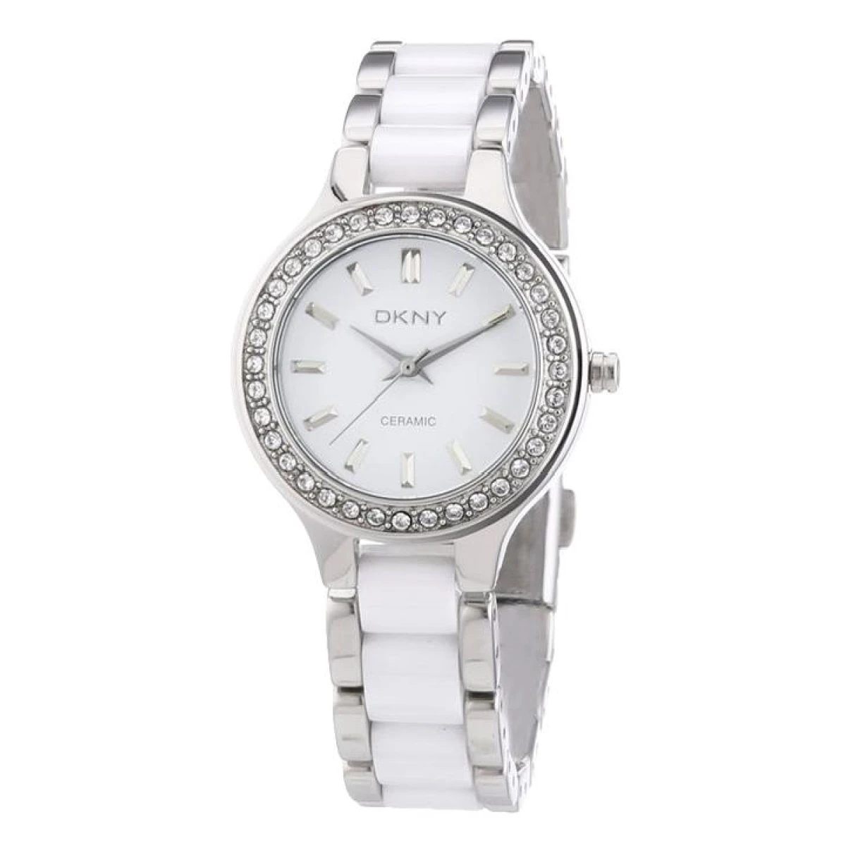 Pre-owned Dkny Ceramic Watch In White